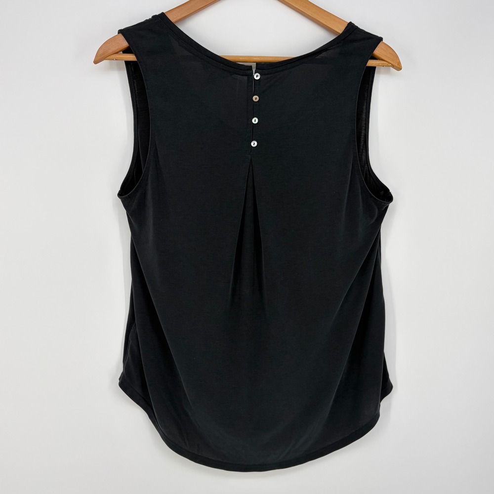 Lucky Brand Tank Top Womens XL Char Black Elevated Button Detail Casual Boho - Picture 3 of 8